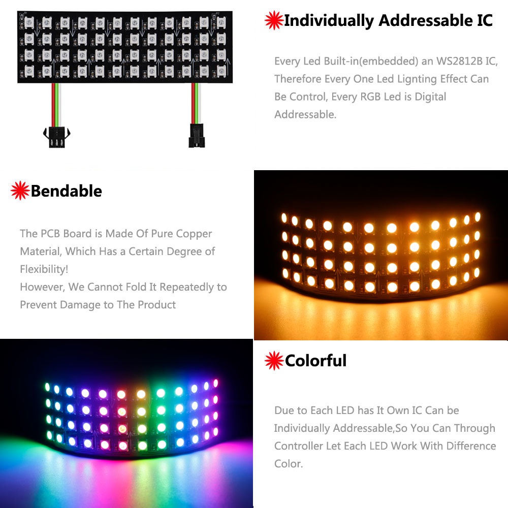 Panel LED RGB WS2812B DC5V, Pa - Pixel Art Led Panel reseña y precio